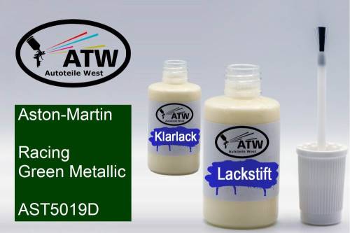 Aston-Martin, Racing Green Metallic, AST5019D: 20ml Lackstift + 20ml Klarlack - Set, von ATW Autoteile West.